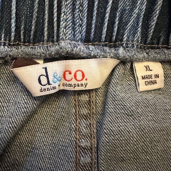 Denim & Co NWT midi denim skirt size XL blue pull on pockets stretch waist - Picture 4 of 6